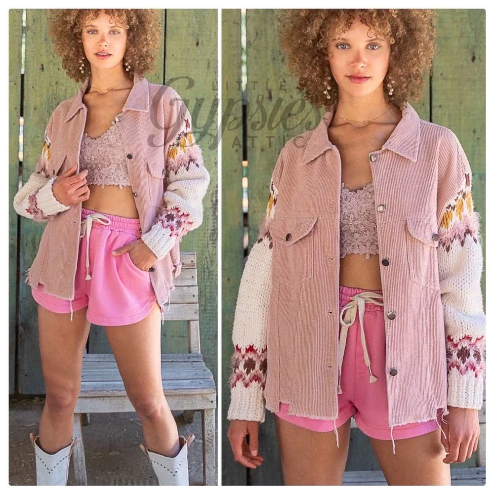 POL Winter Corduroy & Knit Sleeve Jacket - Picture 3 of 13